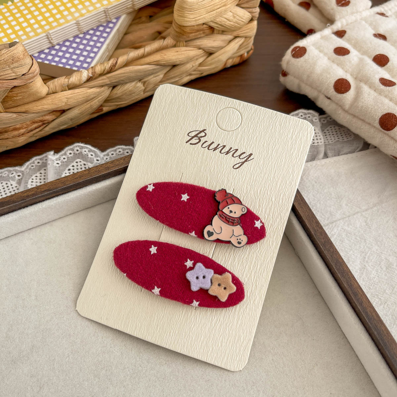 Ručni izvezeni ukrasi za kosu s medvjedićem za djecu, gumice s točkicama, slatke gumice za kosu i kopče za kosu s mašnicom