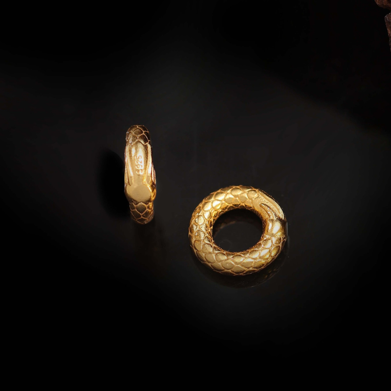 925 srebrne pozlaćene spacer perle s motivom zmajevog totema, donut oblik, 10 mm, za izradu nakita