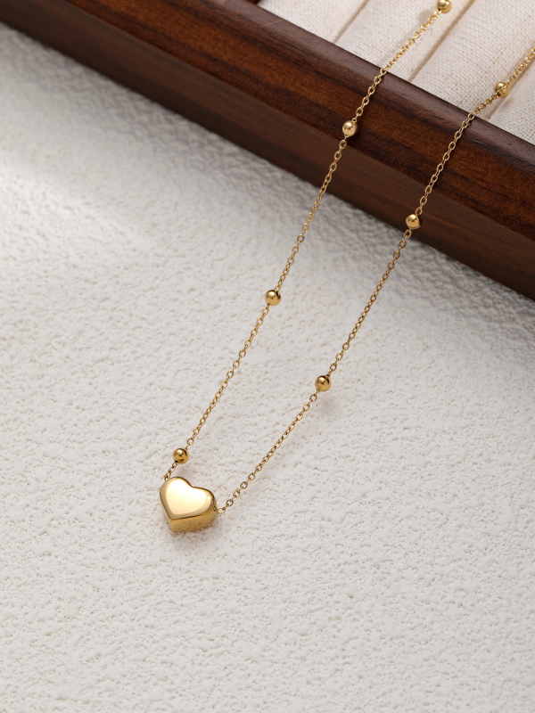Srcoliki privjesak, minimalistička choker ogrlica, titanijski čelični premaz, unisex nakit