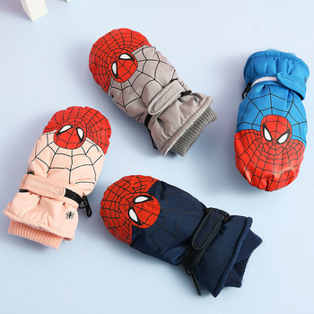Dječje Spider-Man mitene, debeli pamuk, tople, otporne na vjetar i vodootporne za igru u snijegu