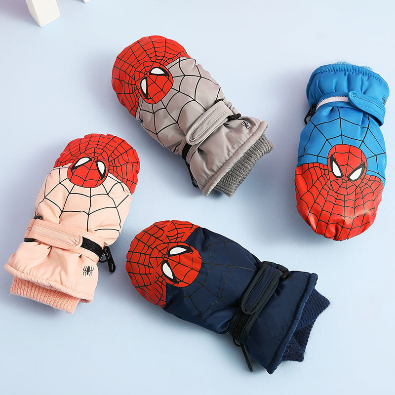 Dječje Spider-Man mitene, debeli pamuk, tople, otporne na vjetar i vodootporne za igru u snijegu