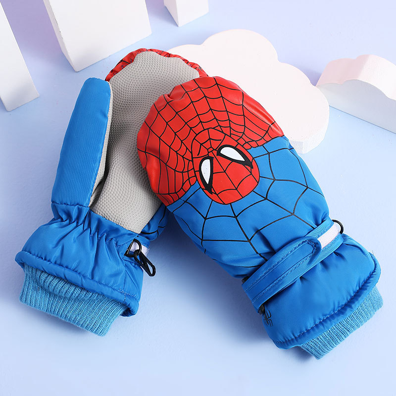 Dječje Spider-Man mitene, debeli pamuk, tople, otporne na vjetar i vodootporne za igru u snijegu