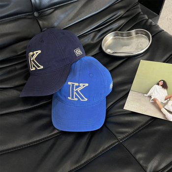 Dječja pamučna baseball kapa s izvezenim slovom K, unisex, lagana, zaštita od sunca, zakrivljeni vizir, casual stil