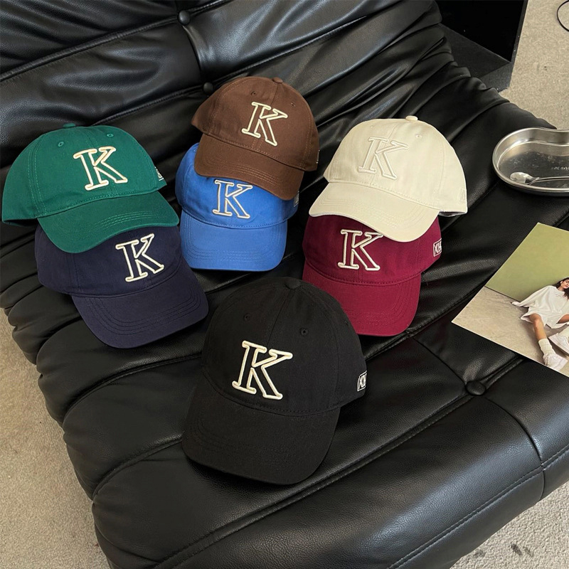 Dječja pamučna baseball kapa s izvezenim slovom K, unisex, lagana, zaštita od sunca, zakrivljeni vizir, casual stil