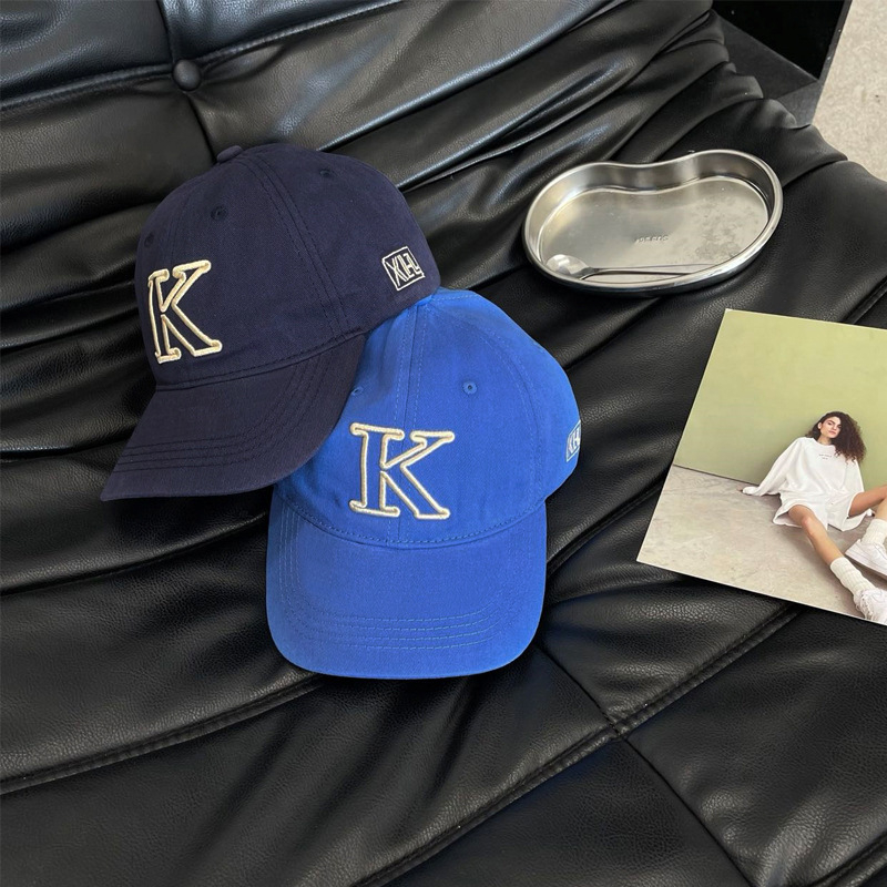 Dječja pamučna baseball kapa s izvezenim slovom K, unisex, lagana, zaštita od sunca, zakrivljeni vizir, casual stil