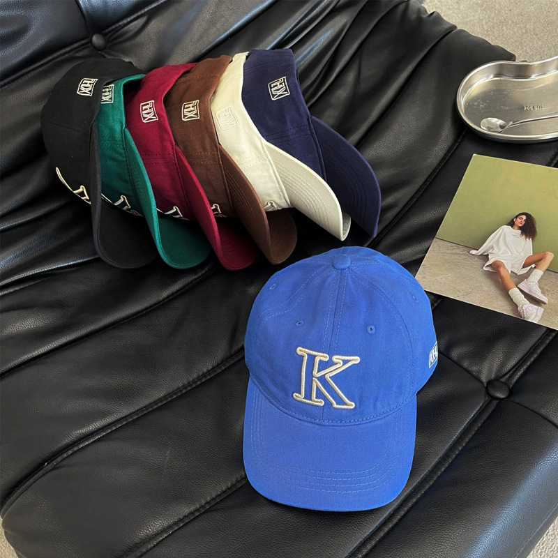 Dječja pamučna baseball kapa s izvezenim slovom K, unisex, lagana, zaštita od sunca, zakrivljeni vizir, casual stil