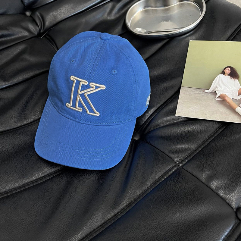 Dječja pamučna baseball kapa s izvezenim slovom K, unisex, lagana, zaštita od sunca, zakrivljeni vizir, casual stil