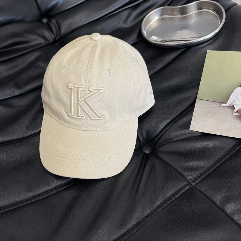 Dječja pamučna baseball kapa s izvezenim slovom K, unisex, lagana, zaštita od sunca, zakrivljeni vizir, casual stil