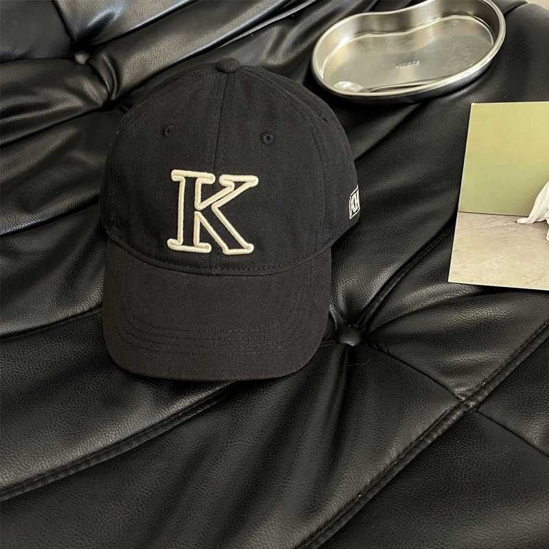 Dječja pamučna baseball kapa s izvezenim slovom K, unisex, lagana, zaštita od sunca, zakrivljeni vizir, casual stil