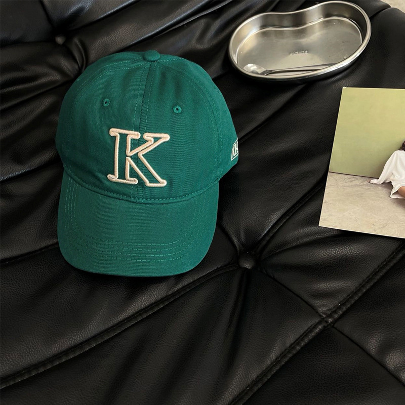 Dječja pamučna baseball kapa s izvezenim slovom K, unisex, lagana, zaštita od sunca, zakrivljeni vizir, casual stil