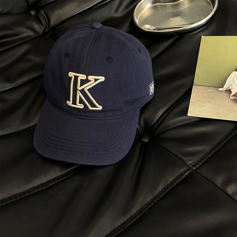 Dječja pamučna baseball kapa s izvezenim slovom K, unisex, lagana, zaštita od sunca, zakrivljeni vizir, casual stil
