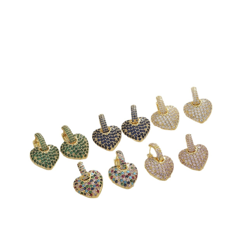 Naušnice od bakra s pozlaćivanjem i cirkonima, u obliku srca, za žene