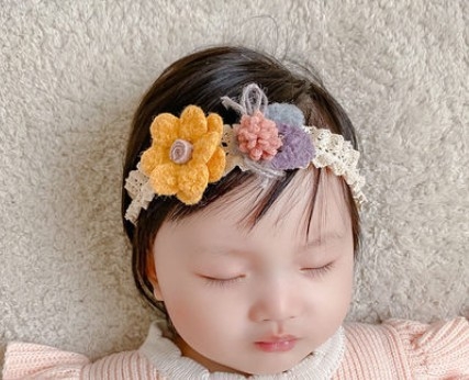 2020 Korejski stil jesen/zima topli tonovi dodatak za kosu za bebe – vunena cvjetna traka za kosu