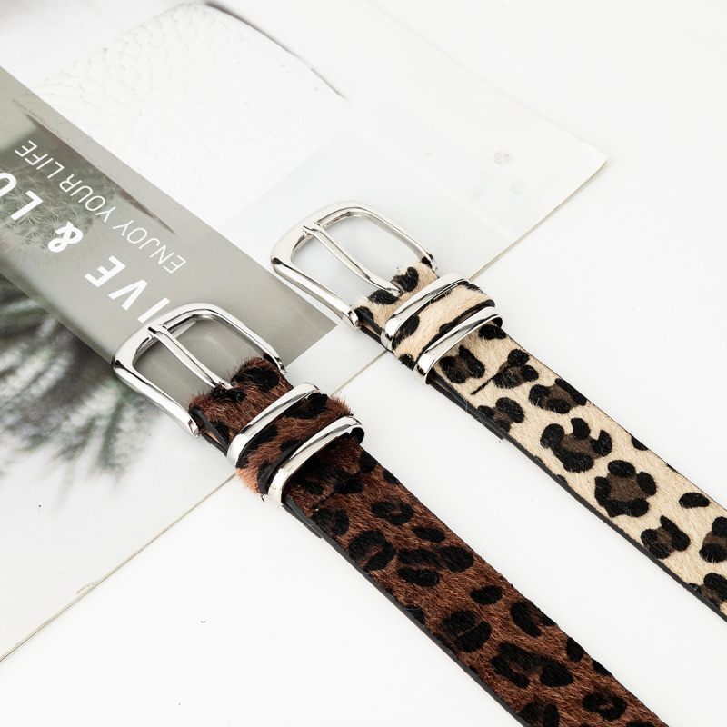 Ženski pojas s leopard uzorkom i uzorkom zmije, s dvostrukim prstenom i igličastim zatvaračem