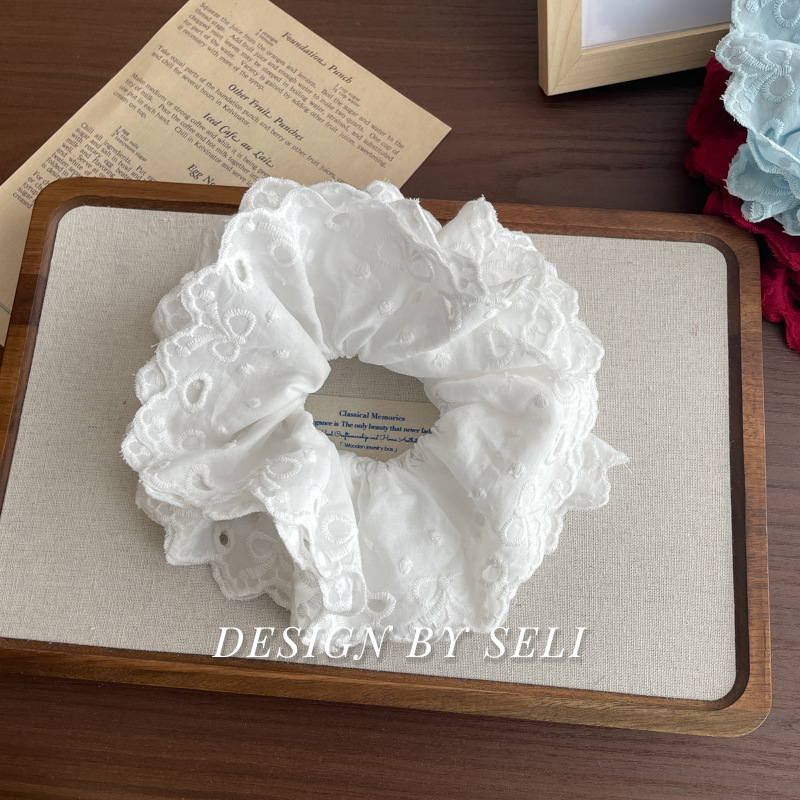 Elastična gumica za kosu sa srcem izrezom i čipkom, četiri sloja, jednobojna, višebojne varijante, nježan djevojački stil