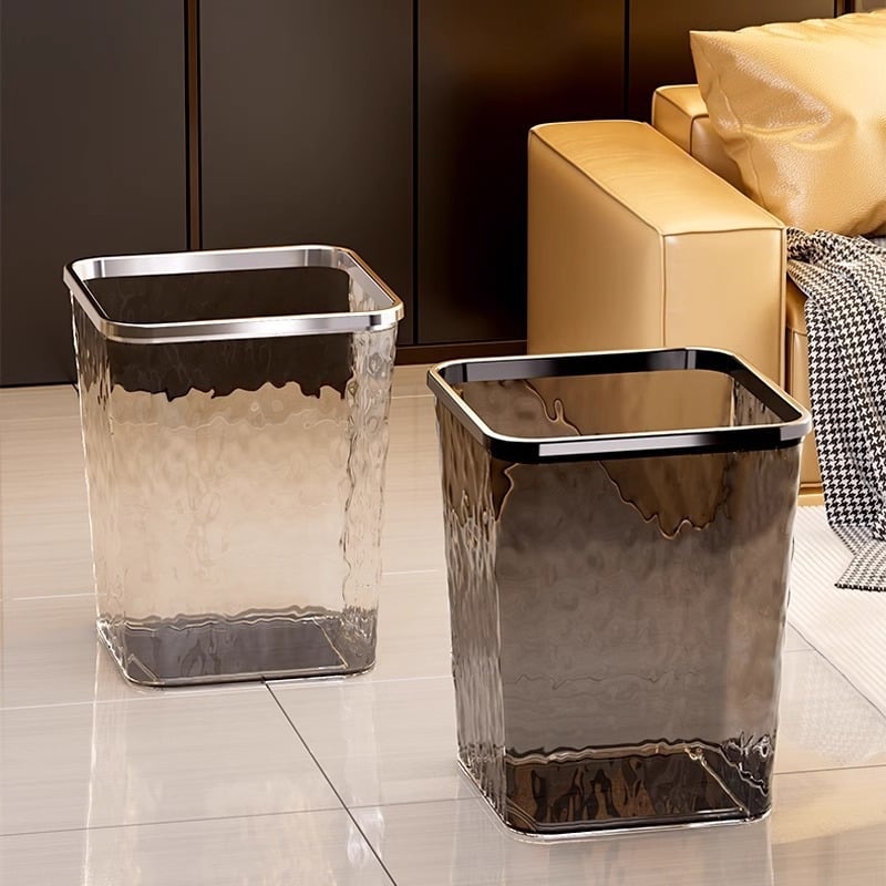 Prozirni kućni koš za otpatke, četvrtastog oblika, 12 L, moderan stil laganog luksuza, za dnevni boravak, kupaonicu, kuhinju i spavaću sobu