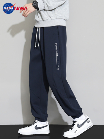 NASA Ανδρικές casual παντελόνες jogger μεγάλου μεγέθους – ριγές, χαλαρή γραμμή, άνοιξη-φθινόπωρο