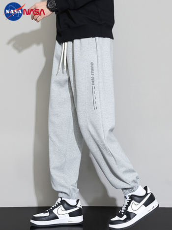 NASA Ανδρικές casual παντελόνες jogger μεγάλου μεγέθους – ριγές, χαλαρή γραμμή, άνοιξη-φθινόπωρο