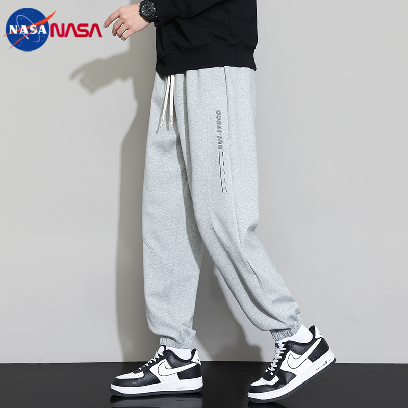NASA Ανδρικές casual παντελόνες jogger μεγάλου μεγέθους – ριγές, χαλαρή γραμμή, άνοιξη-φθινόπωρο