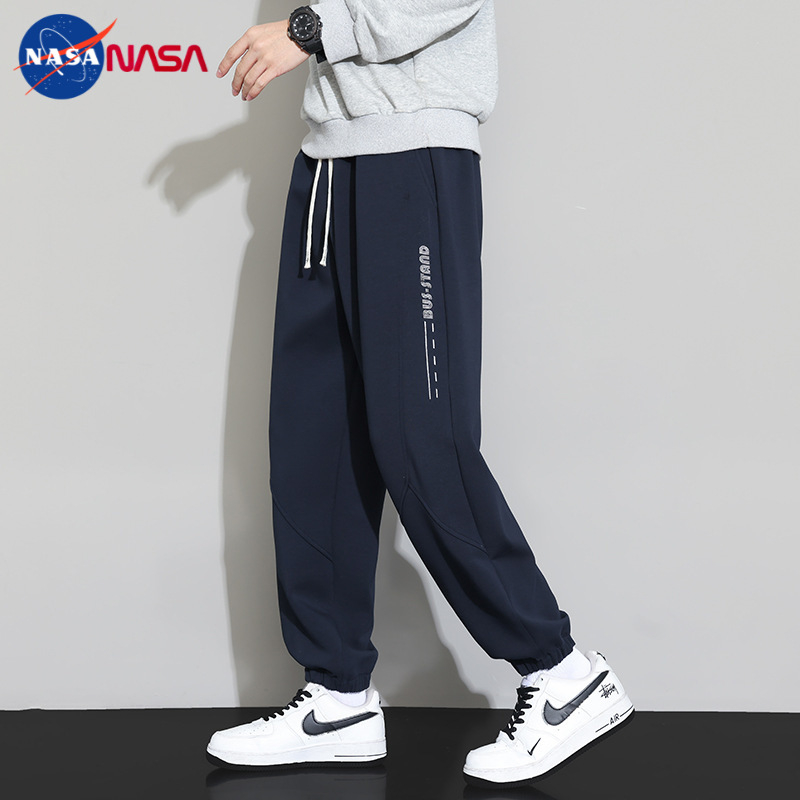 NASA Ανδρικές casual παντελόνες jogger μεγάλου μεγέθους – ριγές, χαλαρή γραμμή, άνοιξη-φθινόπωρο