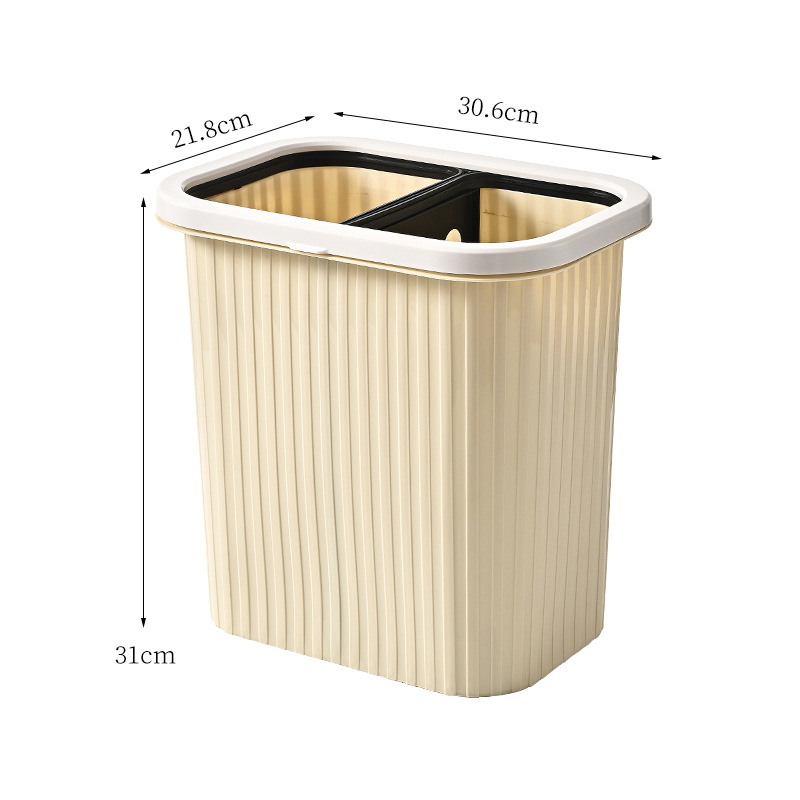 Koš za otpad u kupaonici s poklopcem, velik kapacitet, kvadratni plastični koš, minimalistički dizajn