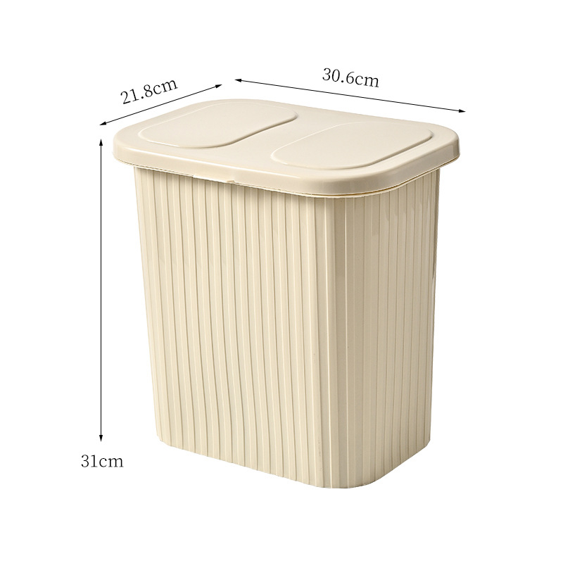 Koš za otpad u kupaonici s poklopcem, velik kapacitet, kvadratni plastični koš, minimalistički dizajn