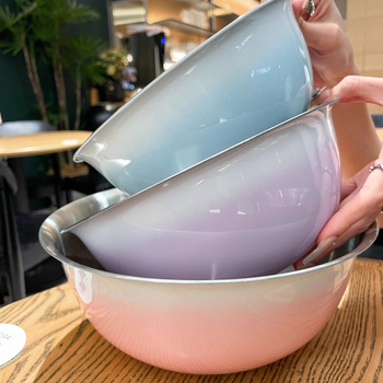 Градиентно оцветен басейн за измиване на зеленчуци с отцеждащ кош, хранително качество неръждаема стомана, мултифункционален кухненски инструмент за измиване на ориз и плодове