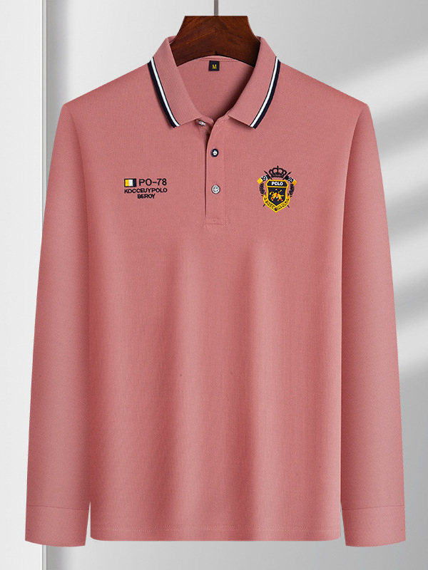 Polo majica s izvezom, plus veličina, opuštena silueta, ovratnik, casual poslovni stil