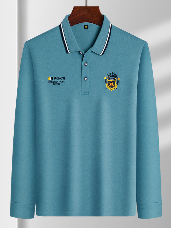 Polo majica s izvezom, plus veličina, opuštena silueta, ovratnik, casual poslovni stil