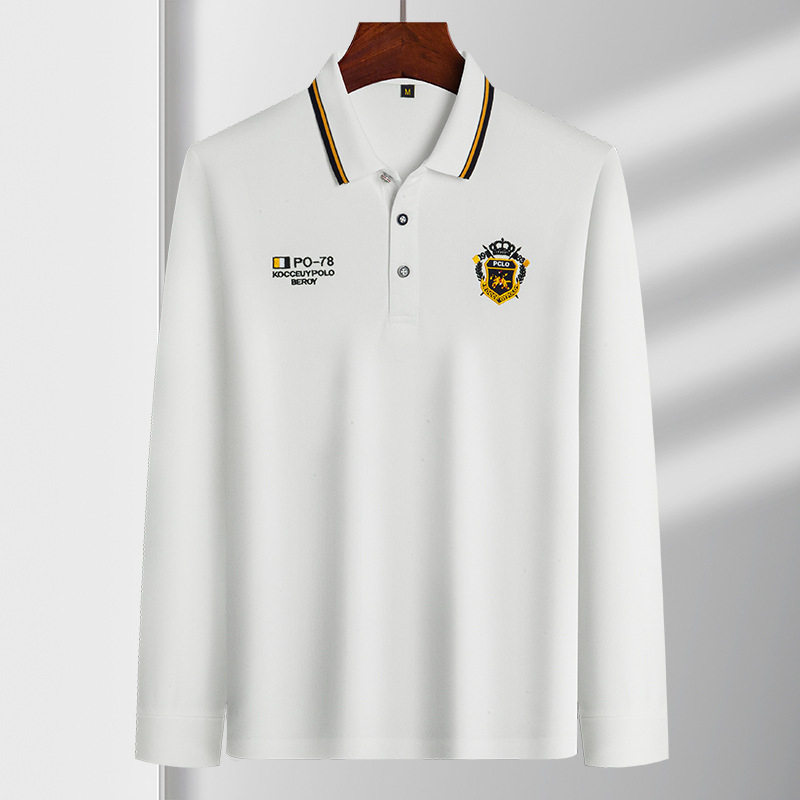 Polo majica s izvezom, plus veličina, opuštena silueta, ovratnik, casual poslovni stil