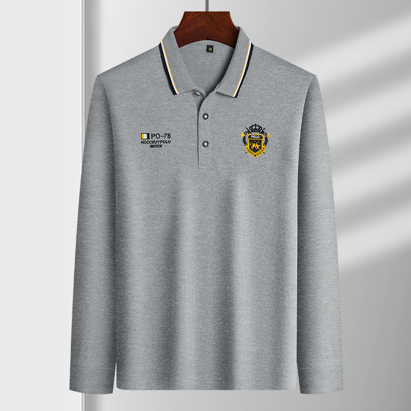 Polo majica s izvezom, plus veličina, opuštena silueta, ovratnik, casual poslovni stil