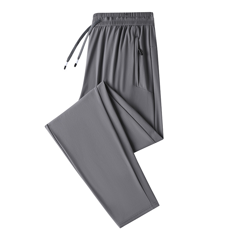 M-7XL Καλοκαιρινά μακριά παντελόνια από ice silk, ελαφριά, διαπνέοντα, αθλητικό-καθημερινό στυλ, άνετη γραμμή