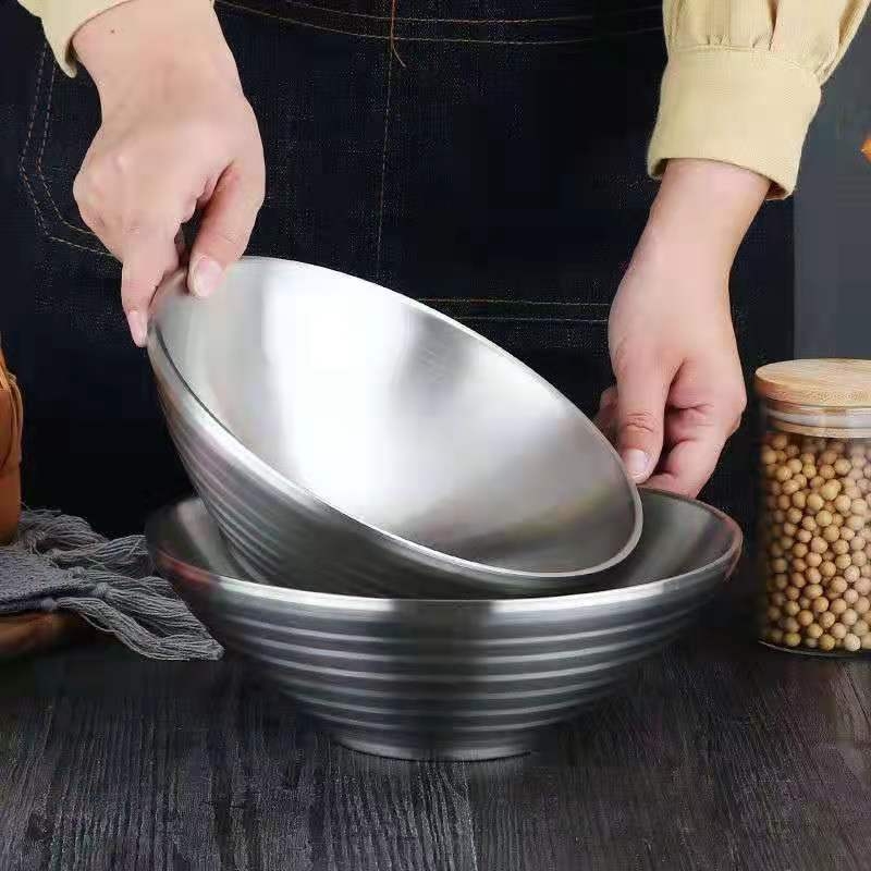 304 nehrđajući čelik, dvostruko slojevita izolirana zdjela za japanske salate, ljuti ramen i hladna jela; termalno izolirana zdjela za juhu s poklopcem od bambusa i zdjela za rižu