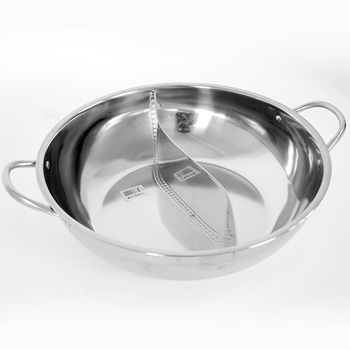 Dongsheng ανοξείδωτος παχύς hot pot με δύο γεύσεις και διαχωρισμένες θήκες, καθαρός ζωμός, καπάκι από tempered γυαλί, συμβατό με επαγωγή, 2.1–4 L