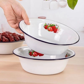Emalirano porcelansko duboko zdjele kvadratnog oblika s cvjetnim uzorkom, debeli rub, rolirani rub, promjer 16–17 cm, pogodno za mikrovalnu pećnicu.