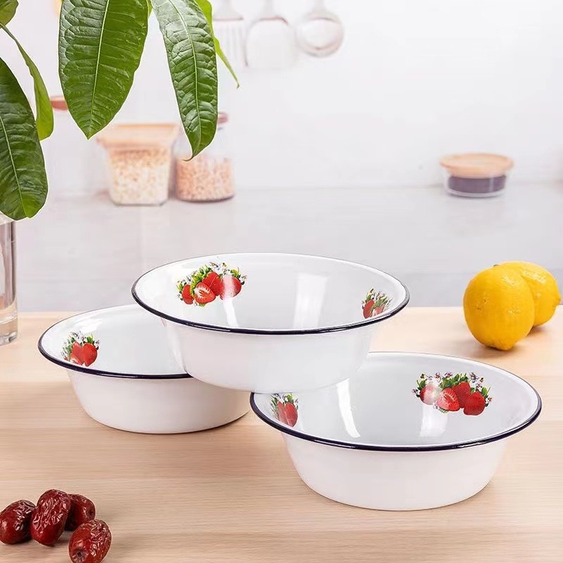 Emalirano porcelansko duboko zdjele kvadratnog oblika s cvjetnim uzorkom, debeli rub, rolirani rub, promjer 16–17 cm, pogodno za mikrovalnu pećnicu.