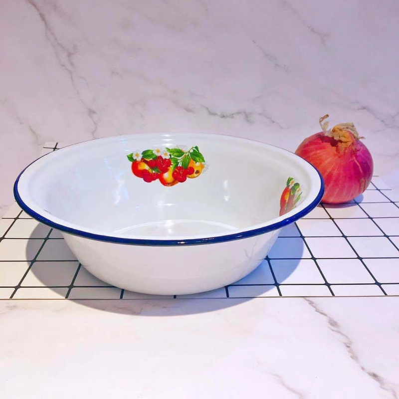 Emalirano porcelansko duboko zdjele kvadratnog oblika s cvjetnim uzorkom, debeli rub, rolirani rub, promjer 16–17 cm, pogodno za mikrovalnu pećnicu.