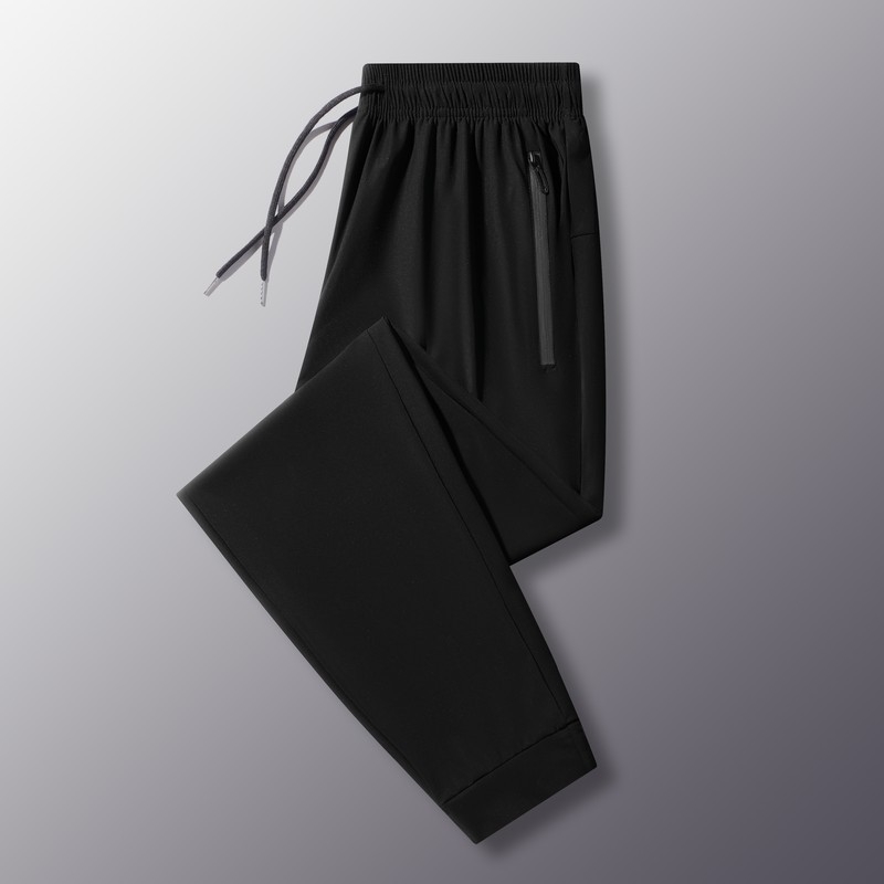 Muške ljetne ice-silk sportske hlače, visoka elastičnost, brzo suše, prozračne, ležernog kroja, ravni kroj, srednji remen, pojas