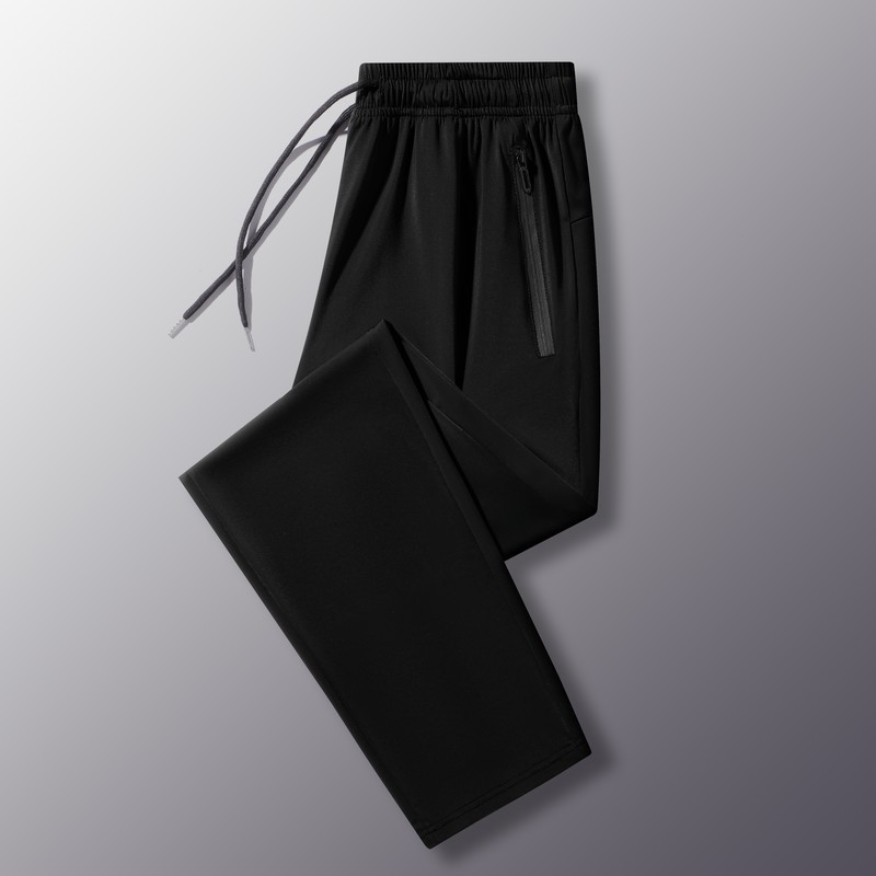 Muške ljetne ice-silk sportske hlače, visoka elastičnost, brzo suše, prozračne, ležernog kroja, ravni kroj, srednji remen, pojas
