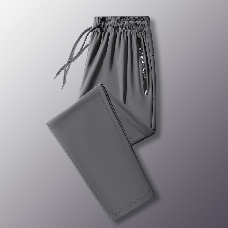 Muške ljetne ice-silk sportske hlače, visoka elastičnost, brzo suše, prozračne, ležernog kroja, ravni kroj, srednji remen, pojas
