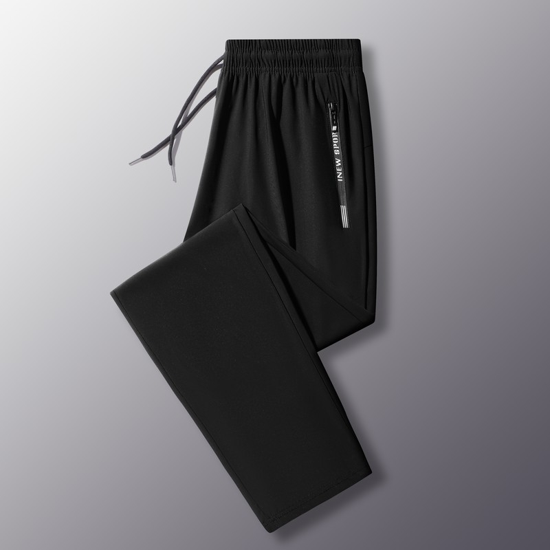 Muške ljetne ice-silk sportske hlače, visoka elastičnost, brzo suše, prozračne, ležernog kroja, ravni kroj, srednji remen, pojas