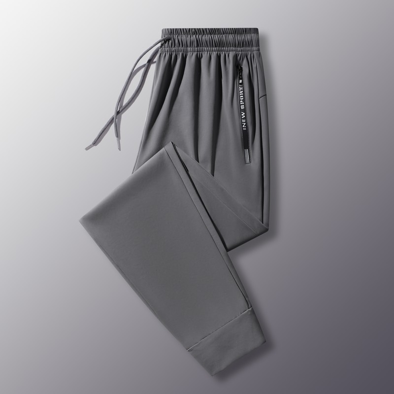 Muške ljetne ice-silk sportske hlače, visoka elastičnost, brzo suše, prozračne, ležernog kroja, ravni kroj, srednji remen, pojas