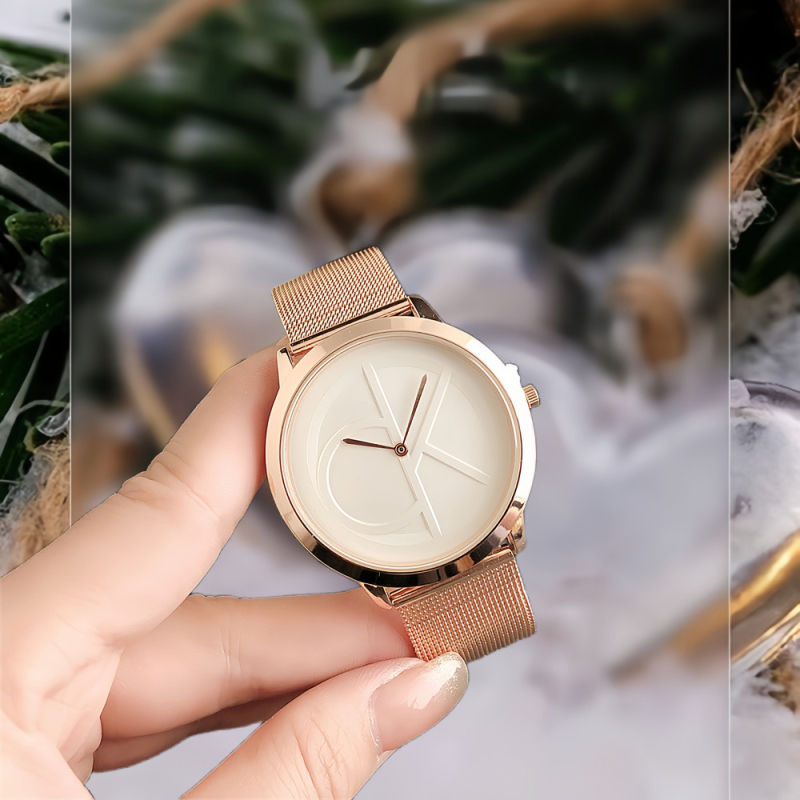 Ανδρικό ρολόι με πλέγμα ζώνης, quartz με κίνηση Miyota, 38mm κυκλικό καντράν