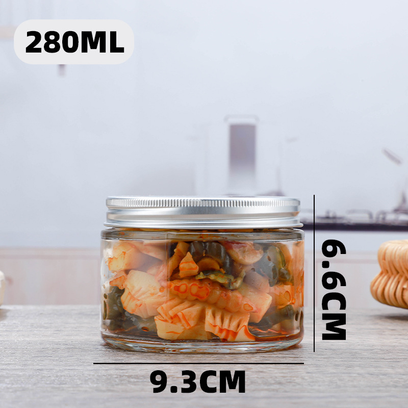 Okroglasti stakleni spremnik za pohranu, sa hermetičkim poklopom, za čili umak, med, boca Bird's Nest i skladištenje žitarica, kapacitet ispod 300 ml