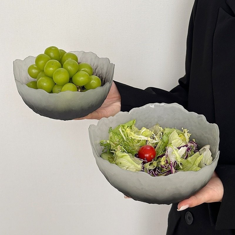 Visokokvalitetna staklena zdjela za voće s gradijentnim ledenim uzorkom, za kućnu uporabu, elegantna zdjela za salatu, zdjela za voće i zdjela za suho voće.