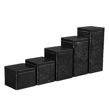 Vintage četvrtasta metalna kutija za čaj, mat završna obrada, offset tisak, pakiranje čaja, dimenzije 90 × 90 × 70–195 mm
