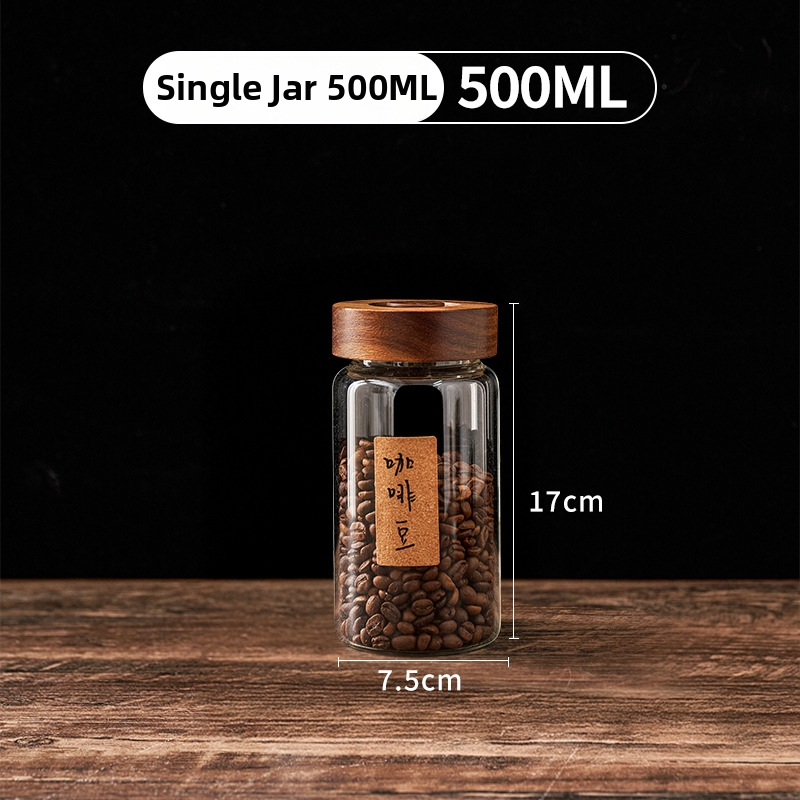 Prijenosna zatvorena staklena posuda za zrna kave i čaj, kapacitet 301–500 ml