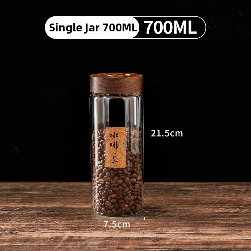 Prijenosna zatvorena staklena posuda za zrna kave i čaj, kapacitet 301–500 ml