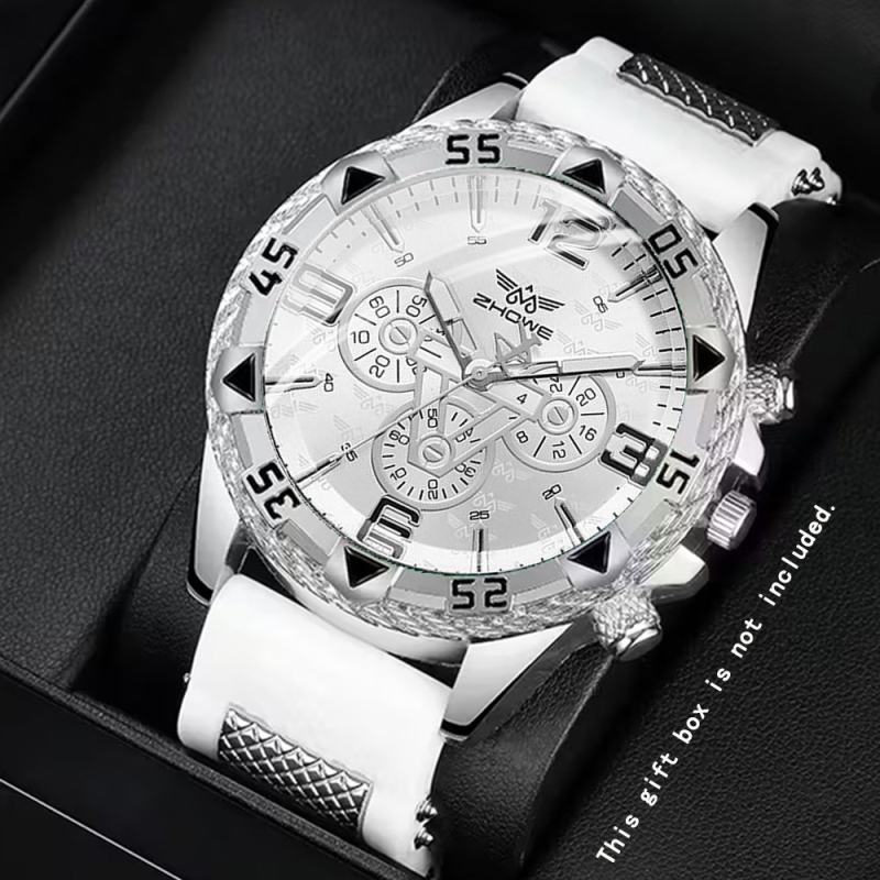 Muški kvarcni sat s remenom od silikona, velik 42 mm cifernik, ležerni modni i poslovni stil