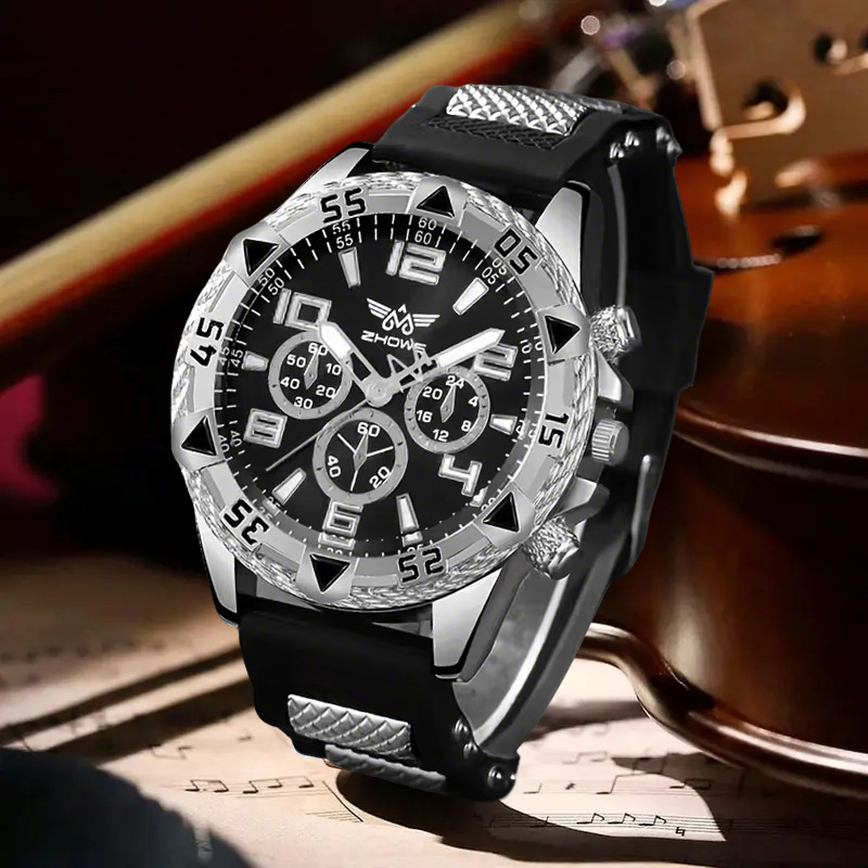 Muški kvarcni sat s remenom od silikona, velik 42 mm cifernik, ležerni modni i poslovni stil